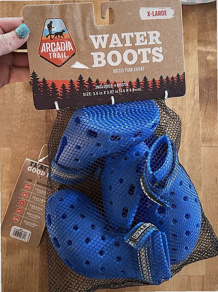 Arcadia Trail Water Boots XL Blue Flexible Dog Shoes Traction Grip Reflective